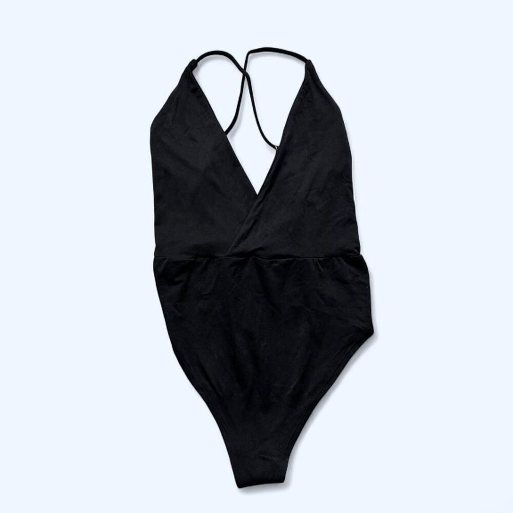 Anthropologie Women's Black Plunge V-Neck Bodysuit Never Worn